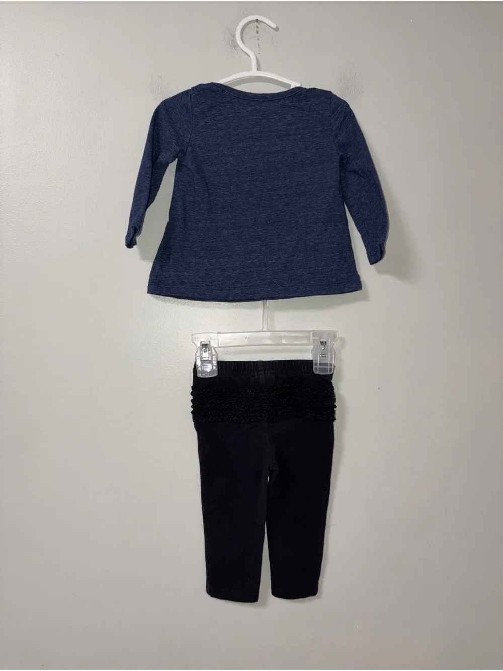 Carters Navy Cat Face Long Sleeve Tee & Jumping Beans Black Leggings 9M